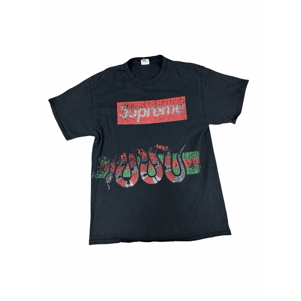 Vintage Vibe Supreme Custom Box Logo Snake Graphic T-Shirt Black Medium M Rare